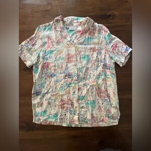 Alfred Dunner Travel Casual Button Down Shirt Size 14